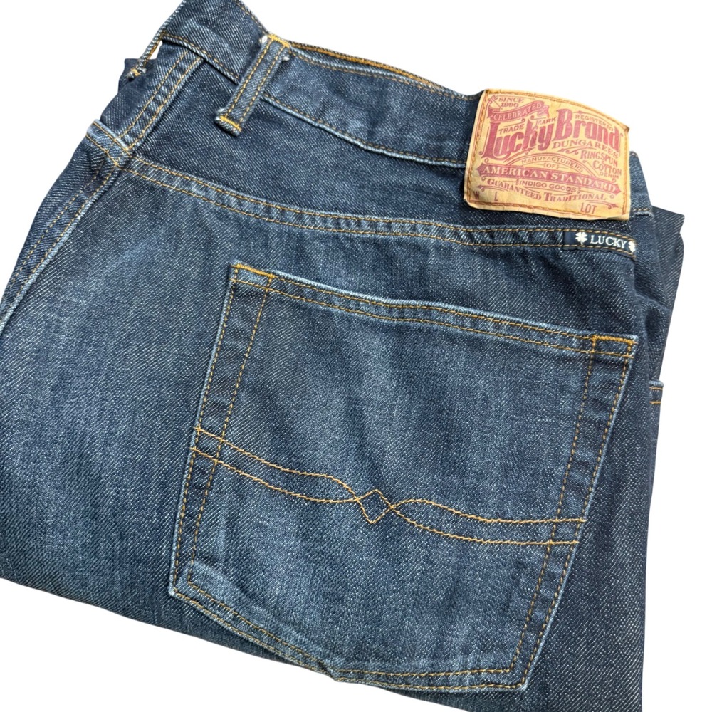 Lucky Brand 181 Relaxed Straight Mens Dark Wash Blue Jeans 42x32 (42x30)